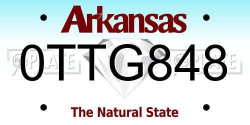 0TTG848 Arkansas License Plate