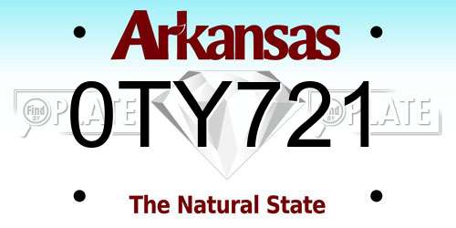 0TY721 Arkansas License Plate