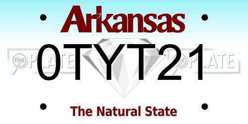 0TYT21 Arkansas License Plate