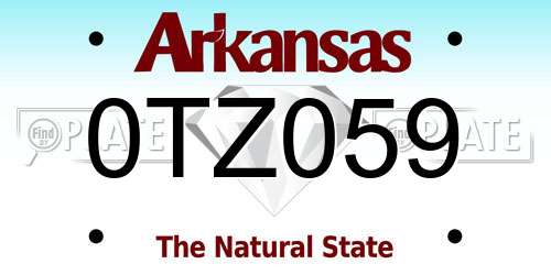 0TZ059 Arkansas License Plate