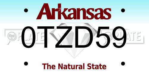 0TZD59 Arkansas License Plate