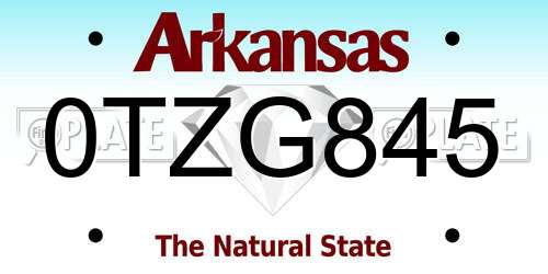 0TZG845 Arkansas License Plate