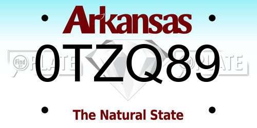 0TZQ89 Arkansas License Plate