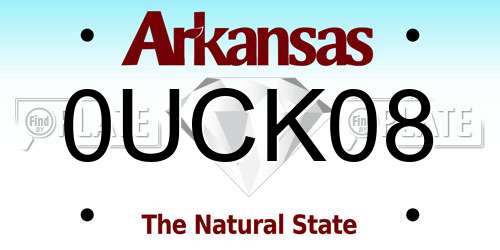 0UCK08 Arkansas License Plate