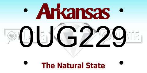 0UG229 Arkansas License Plate