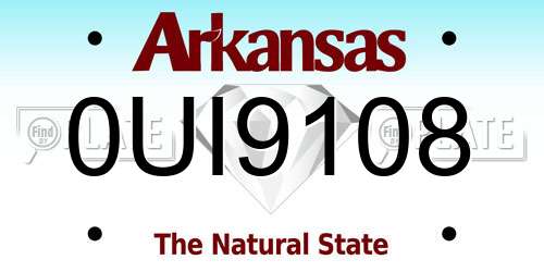 0UI9108 Arkansas License Plate