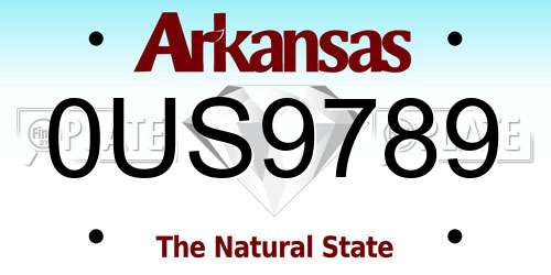 0US9789 Arkansas License Plate