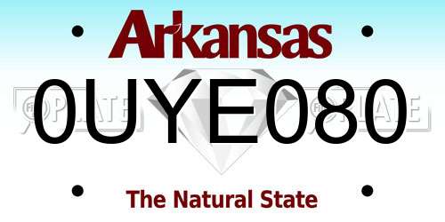 0UYE080 Arkansas License Plate