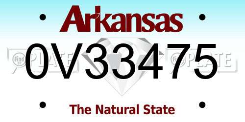 0V33475 Arkansas License Plate