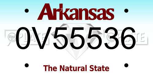0V55536 Arkansas License Plate