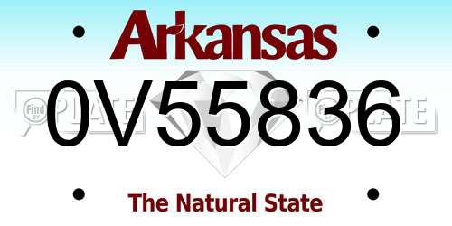 0V55836 Arkansas License Plate
