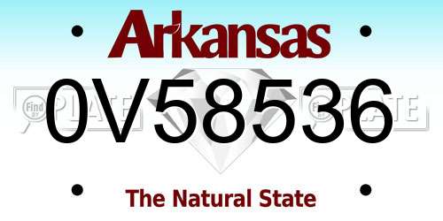 0V58536 Arkansas License Plate