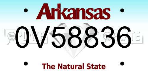 0V58836 Arkansas License Plate