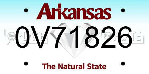 0V71826 Arkansas License Plate