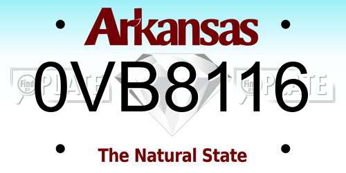 0VB8116 Arkansas License Plate