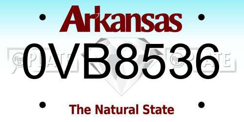 0VB8536 Arkansas License Plate