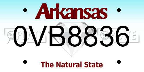 0VB8836 Arkansas License Plate