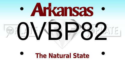 0VBP82 Arkansas License Plate