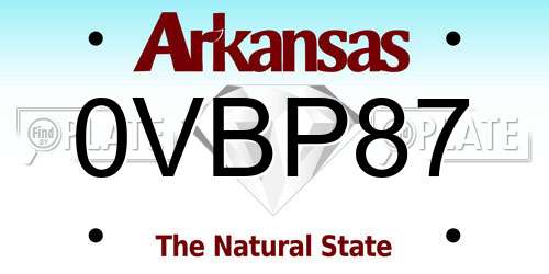 0VBP87 Arkansas License Plate