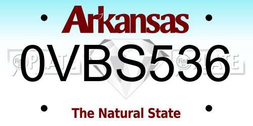 0VBS536 Arkansas License Plate
