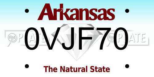 0VJF70 Arkansas License Plate