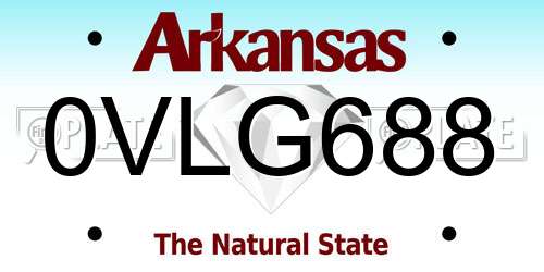 0VLG688 Arkansas License Plate