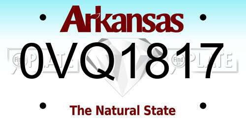 0VQ1817 Arkansas License Plate