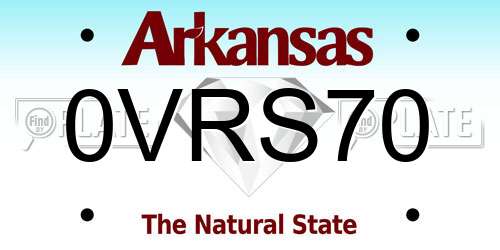 0VRS70 Arkansas License Plate