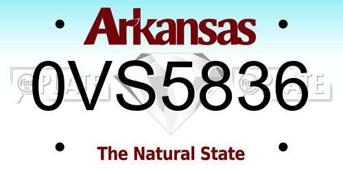 0VS5836 Arkansas License Plate