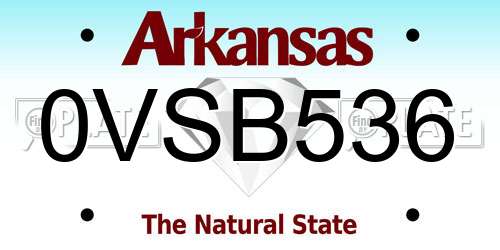 0VSB536 Arkansas License Plate