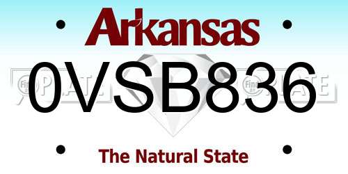 0VSB836 Arkansas License Plate