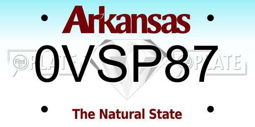 0VSP87 Arkansas License Plate