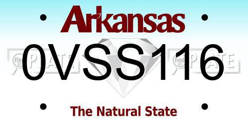 0VSS116 Arkansas License Plate