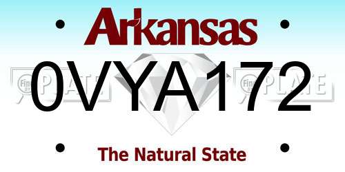 0VYA172 Arkansas License Plate