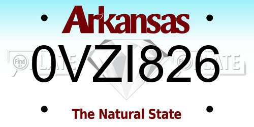 0VZI826 Arkansas License Plate