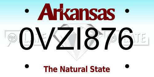 0VZI876 Arkansas License Plate