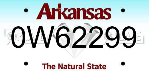 0W62299 Arkansas License Plate