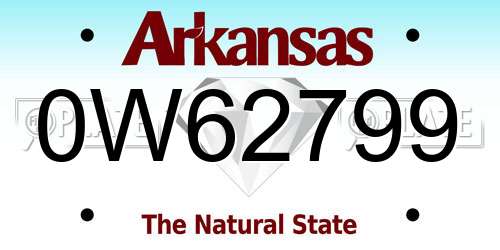 0W62799 Arkansas License Plate