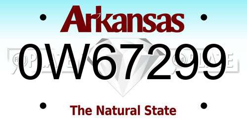 0W67299 Arkansas License Plate