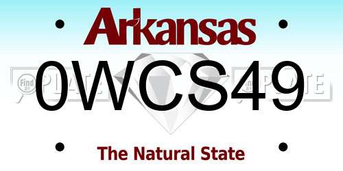 0WCS49 Arkansas License Plate