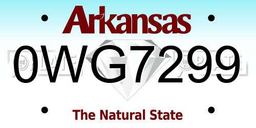 0WG7299 Arkansas License Plate