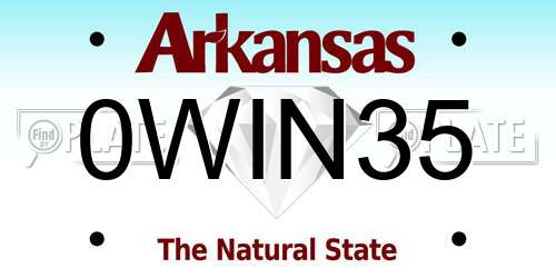 0WIN35 Arkansas License Plate