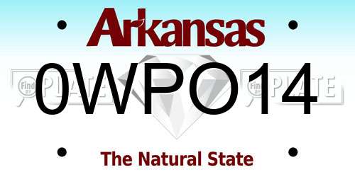 0WPO14 Arkansas License Plate