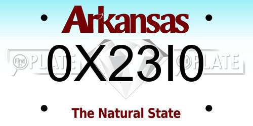0X23I0 Arkansas License Plate