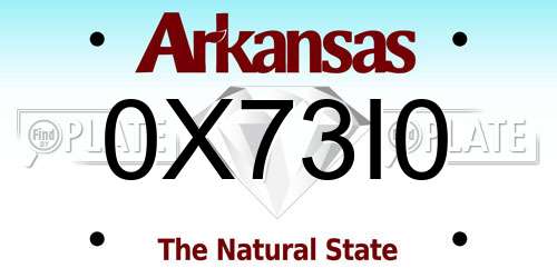 0X73I0 Arkansas License Plate