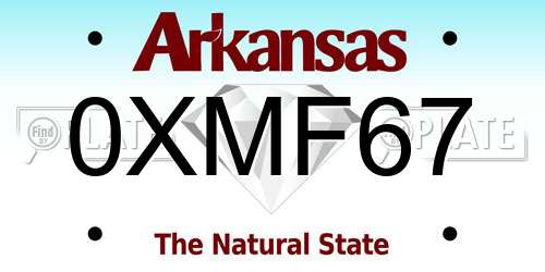 0XMF67 Arkansas License Plate