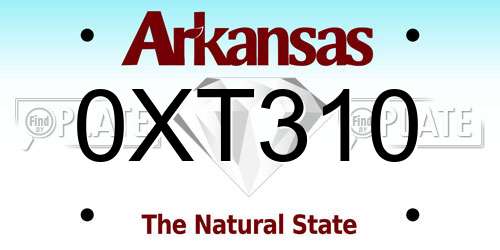 0XT310 Arkansas License Plate