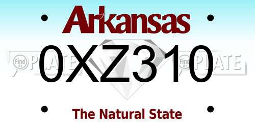 0XZ310 Arkansas License Plate
