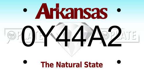 0Y44A2 Arkansas License Plate
