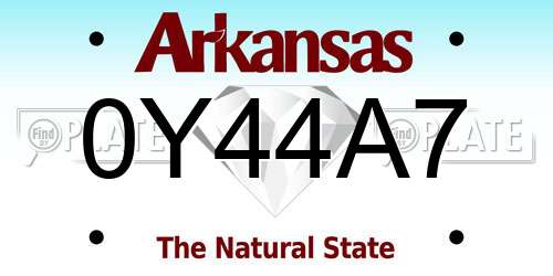 0Y44A7 Arkansas License Plate